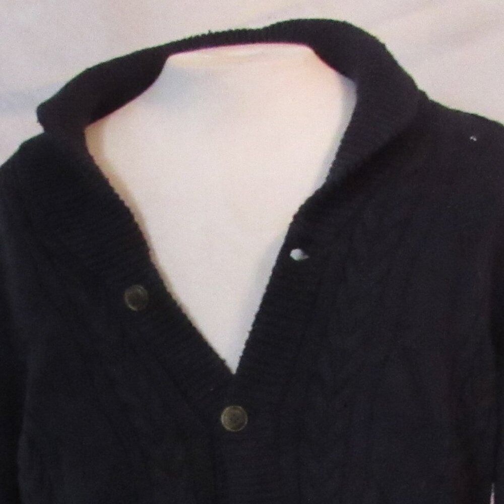 Thomas Parker New York Navy Blue Cardigan Sz Large Shawl Collar Cotton Blend EUC